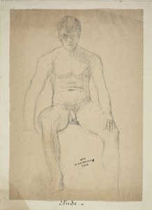 Zittende academische naakt door Jules Elie Delaunay