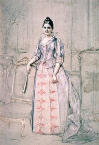 Portret van mevrouw Carnot in een Worth-jurk door Jules Emile Saintin