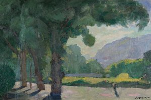 Grenoble, uitzicht genomen vanaf Île Verte 1922 door Jules Flandrin