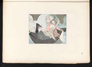 Twee vrouwenfiguren met vogels en een hond door Jules Germain