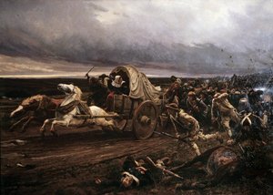 De nederlaag van Cholet. Opstand gewapend in Vendee in maart 1793, gereprimeerd in oktober door de Conventie en de Republikeinse legers, de 