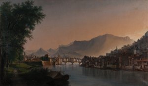 Uitzicht op Grenoble in de 19e eeuw