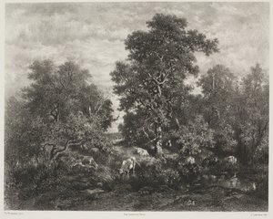 De Vijver, naar Théodore Rousseau (1812-67) door Jules Joseph Augustin Laurens
