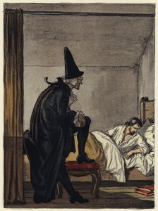 Illustratie voor memoires van Casanova (kleurenlitho) door Jules Marie Auguste Leroux