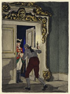 Illustratie voor memoires van Casanova (kleurenlitho) door Jules Marie Auguste Leroux