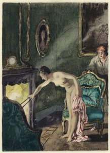 Illustratie voor memoires van Casanova (kleurenlitho) door Jules Marie Auguste Leroux