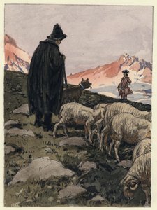 Illustratie voor memoires van Casanova (kleurenlitho) door Jules Marie Auguste Leroux