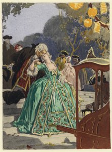 Illustratie voor memoires van Casanova (kleurenlitho)