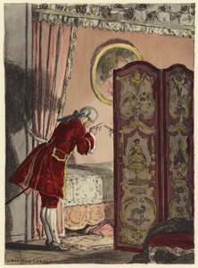 Illustratie voor memoires van Casanova (kleurenlitho) door Jules Marie Auguste Leroux