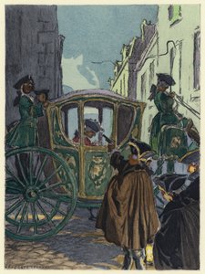 Illustratie voor memoires van Casanova (kleurenlitho) door Jules Marie Auguste Leroux