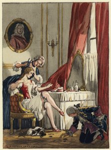 Illustratie voor memoires van Casanova (kleurenlitho) door Jules Marie Auguste Leroux
