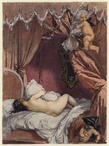 Illustratie voor memoires van Casanova (kleurenlitho) door Jules Marie Auguste Leroux