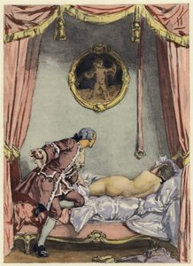 Illustratie voor memoires van Casanova (kleurenlitho) door Jules Marie Auguste Leroux