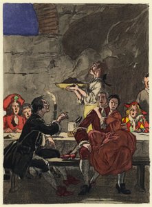 Illustratie voor memoires van Casanova (kleurenlitho) door Jules Marie Auguste Leroux