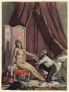 Illustratie voor memoires van Casanova (kleurenlitho) door Jules Marie Auguste Leroux