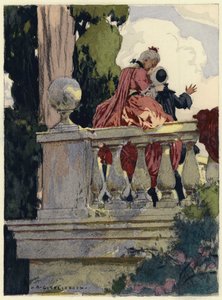 Illustratie voor memoires van Casanova (kleurenlitho) door Jules Marie Auguste Leroux