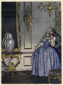 Illustratie voor memoires van Casanova (kleurenlitho) door Jules Marie Auguste Leroux