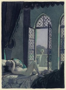 Illustratie voor memoires van Casanova (kleurenlitho) door Jules Marie Auguste Leroux