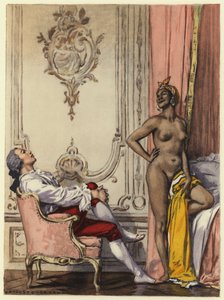 Illustratie voor memoires van Casanova (kleurenlitho) door Jules Marie Auguste Leroux
