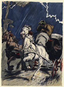Illustratie voor memoires van Casanova (kleurenlitho) door Jules Marie Auguste Leroux