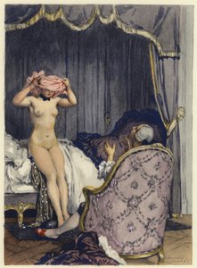 Illustratie voor memoires van Casanova (kleurenlitho) door Jules Marie Auguste Leroux