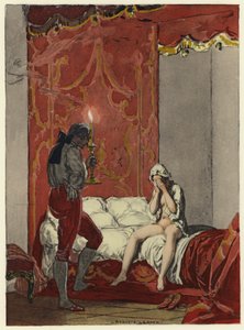 Illustratie voor memoires van Casanova (kleurenlitho) door Jules Marie Auguste Leroux
