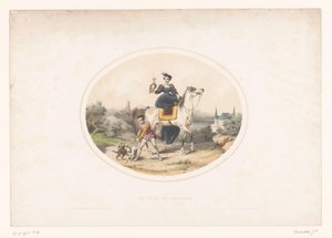 Edelvrouw met valk te paard