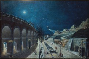Het Point-du-Jour viaduct en Bastion 35, maart 1870 door Jules Mary