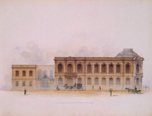 Het Stroganov-paleis in Sint-Petersburg. Gevel, 1863 door Jules Mayblum