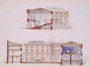 Het Stroganov Paleis in Sint-Petersburg. Plan van de Gevel en Doorsnede