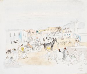 Landschap met koets en figuren, Tunis door Jules Pascin