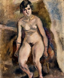 Naakt zittend op een stoel door Jules Pascin