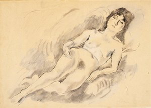Liggend naakt door Jules Pascin