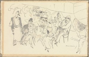 Scène van figuren door Jules Pascin