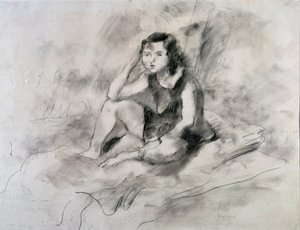 Zittend meisje door Jules Pascin