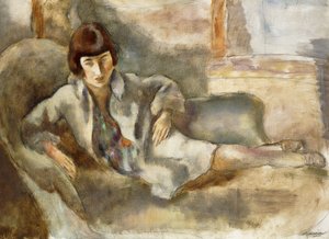 Vrouw op een bank; La Dame au Canape, ca.1927 door Jules Pascin