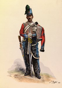 Portret van een Brigadier Hussard door Jules Rouffet (1862-1931) circa 1845, Privécollectie