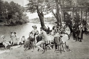 Scène aan de oever van de rivier de Marne door Jules Scalbert