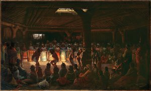 Dans in een ondergrondse ronde hut bij Clear Lake, Californië door Jules Taverniers