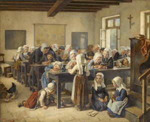 Een Bretons meisjesschool door Jules Trayer