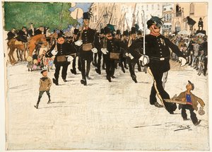 De Parade van de Wachtpatrouille in Gent door Jules de Bruycker