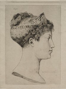 Marie Louise in Profiel, 1860 door Jules de Goncourt