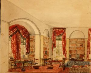 Zijaanzicht van de Bibliotheek in Aynhoe door Julia Cartwright