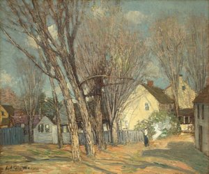 Windham Village, ca.1913-14 (olieverf op mahoniehouten paneel) door Julian Alden Weir