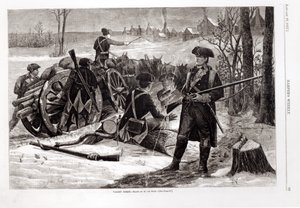 Winterscène bij het kampement van het Continentale Leger in Valley Forge, Pennsylvania, 1780, uit 
