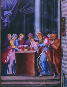 Presentatie in de Tempel, uit een facsimile van het Brevier van Koning Filips II van Spanje, 1569