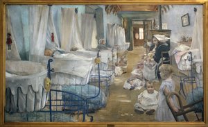 De kribben. Schilderij door Julie Delance Feurgard (1859-1892).
