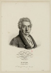 Koninklijk Instituut van Frankrijk, 4e klasse. (Schilderkunst.) David, (Jacques-Louis.) Geboren in Parijs op 30 augustus 1749, gekozen in 1796. door Julien Leopold Boilly