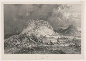Ruïnes van het kasteel van Artns bij Le Huelgoet, Bretagne, 1845-1846