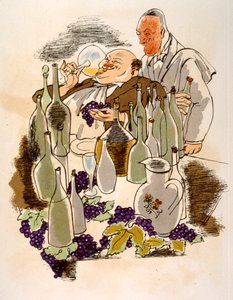 Humoristische wijnillustratie 1946. Illustratie door Julien Pavil